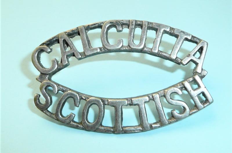 Indian Auxiliary Force Army - Calcutta Scottish Silver Plated One Piece Shoulder Title