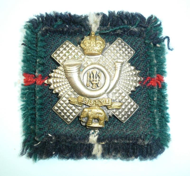 Highland Light Infantry (HLI) NCO's Pattern Glengarry Badge with Tartan Backing