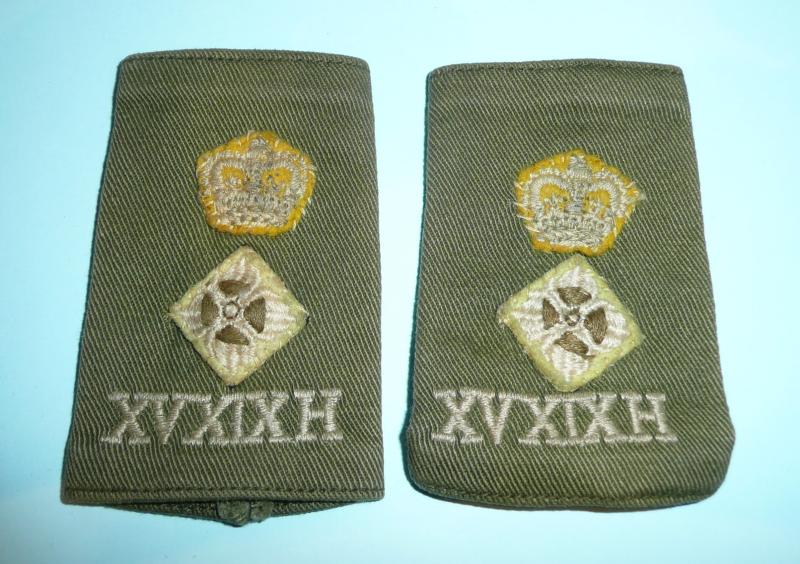 15/19th King's Own Hussars Lt-Col Khaki Drill KD Epaulettes / Slip ons