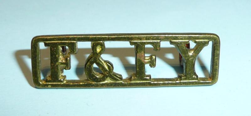 F & FY Fife and Forfar Yeomanry Brass Shoulder Title