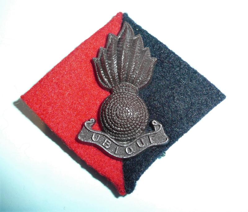 WW2 Royal Artillery Plastic Economy Cap Badge mounted on RA Felt Badge Backing