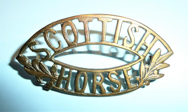 Scottish Horse (Yeomanry) Other Ranks Pattern One Piece Brass Shoulder Title