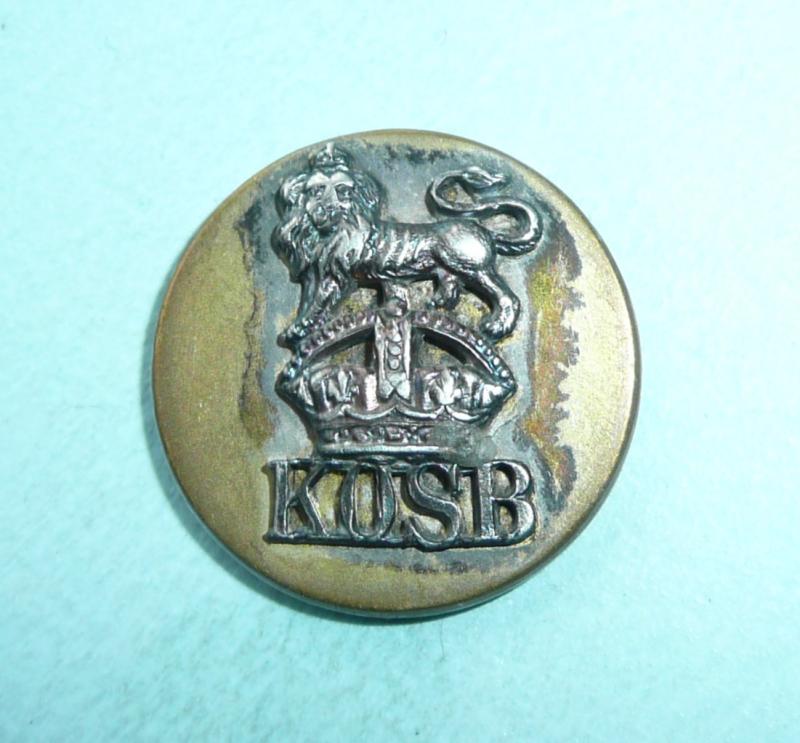 KOSB King's Own Scottish Borderers Officer's Mounted Silver on Flat Gilt Mess Dress Button, King's Crown