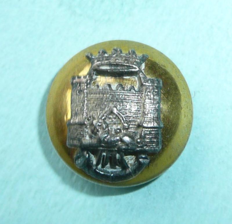 The Duke of Cornwall's Light Infantry Officer's Mounted Silver plate on Gilt Cap Button