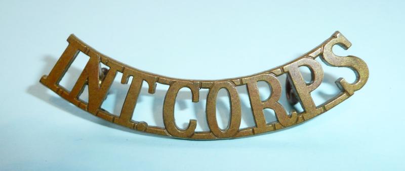 WW2 'Int Corps' Intelligence Corps Brass Shoulder Title