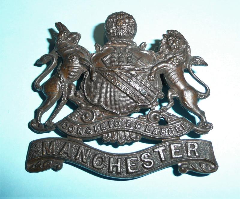 WW1 Manchester Regiment Officers OSD Bronze Cap Badge - Gaunt