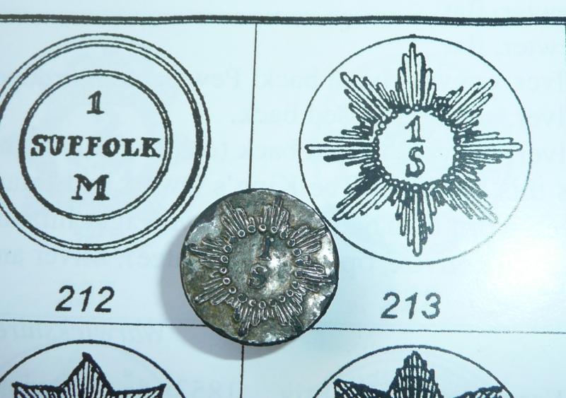 Georgian / Napoleonic First or Western Battalion of Suffolk Militia Tunic Button - Relic Condition
