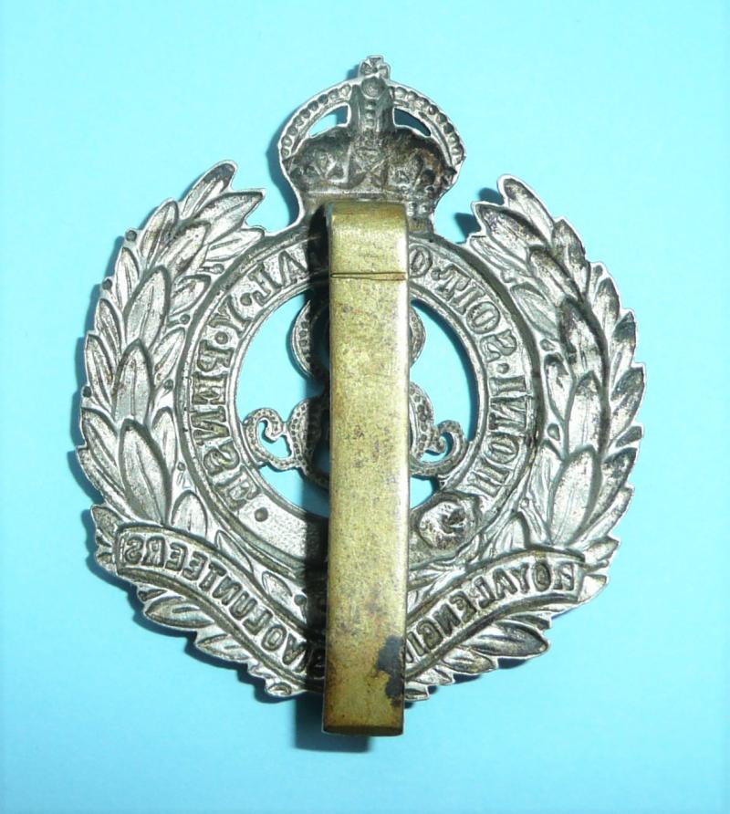 Royal Engineers (Volunteers) EDVII Pattern White Metal Cap Badge - Slider