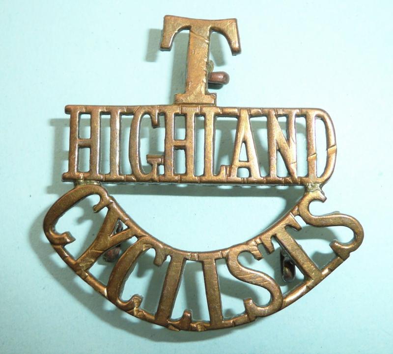 T / Highland / Cyclist One Piece Brass Shoulder Title