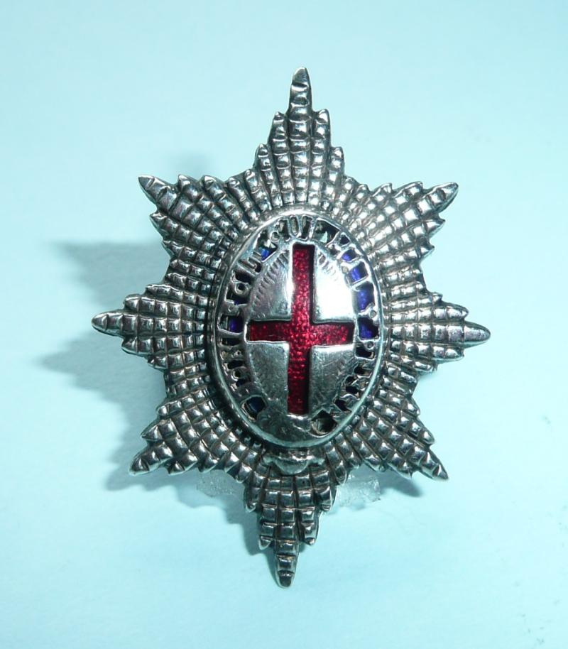 Coldstream Guards Officer's Small Sterling Silver and Enamel Cap Star