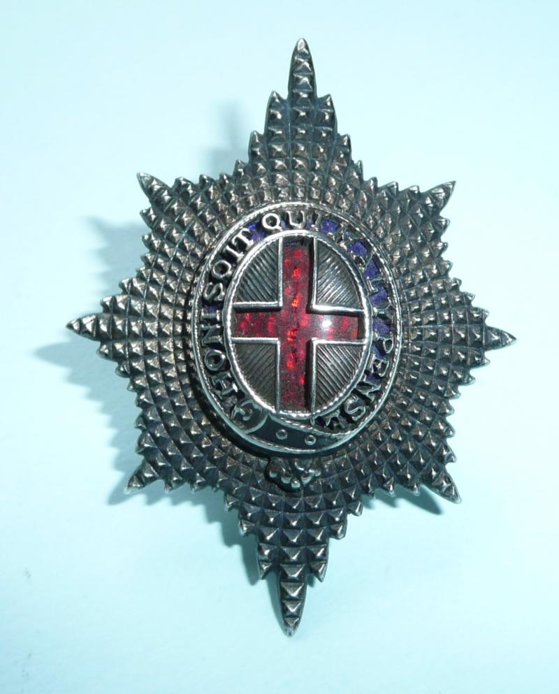 Coldstream Guards Officer's Large Silver Plated and Enamel Cap Star