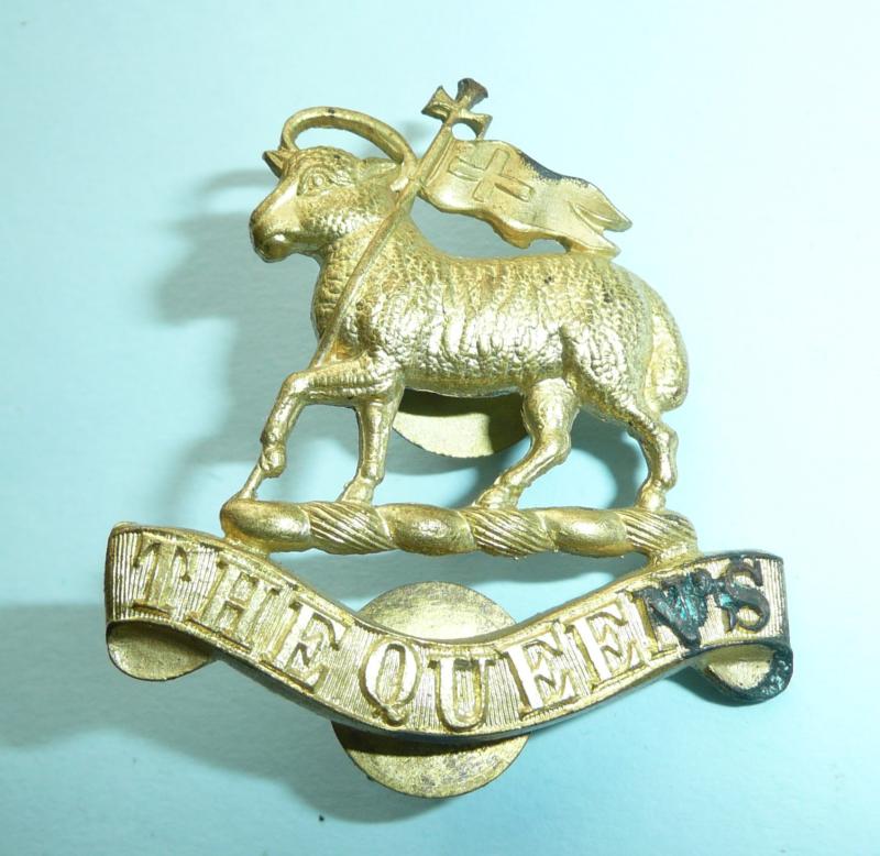 Queens Royal Regiment (West Surrey) Bandsmans / Musicians Brass Cast Pouch Badge