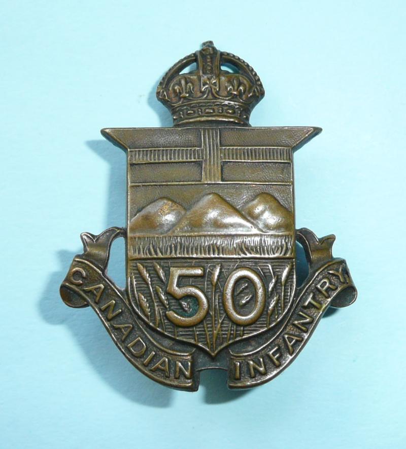 WW1 The 50th Canadian (Calgary) Regiment Expeditionary Force (CEF) Cap Badge Maker Marked G&S Co Ltd