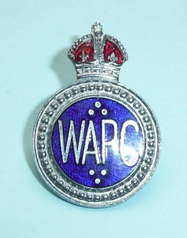 WW2 Women's Auxiliary Police Corps WAPC Generic Universal Pattern Chrome and Enamel Mufti Pin Brooch Badge