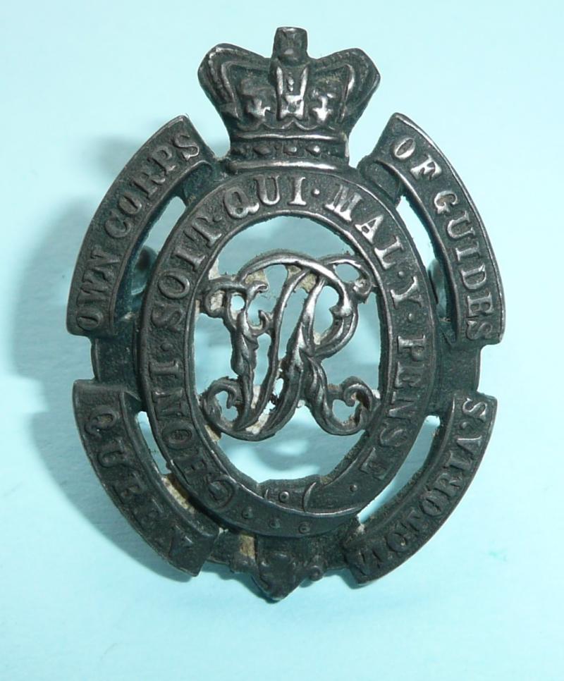 Indian Army - Queen’s Corps of Guides (Frontier Force / Lumden's Cavalry ) Officer's Sterling Silver Field Service Cap Badge