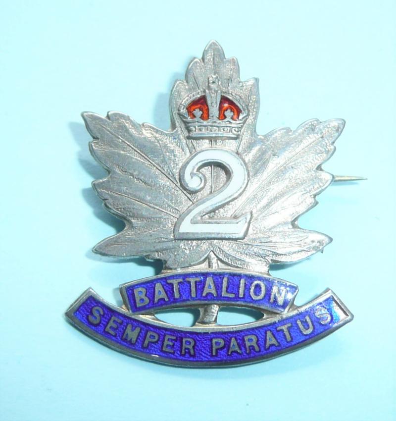 WW1 Canada 2nd Infantry Battalion (Eastern Ontario) CEF Canadian Expeditionary Force Hallmarked Silver Sweetheart Pin Brooch Badge