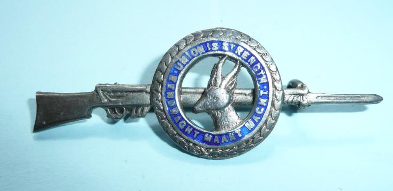 WW1 Vintage South African Forces Silver Stamped Rifle  Sweetheart Pin Brooch Badge