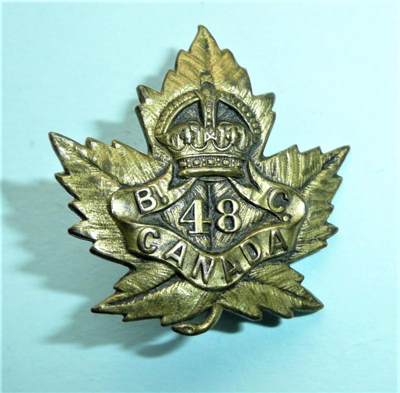 WW1 Canada - 48th Infantry Battalion (British Columbia) CEF Canadian Expeditionary Force Collar Badge