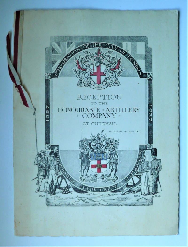 Honourable Artillery Company (HAC) London Guildhall Reception Pamphlet 1537  - 1937