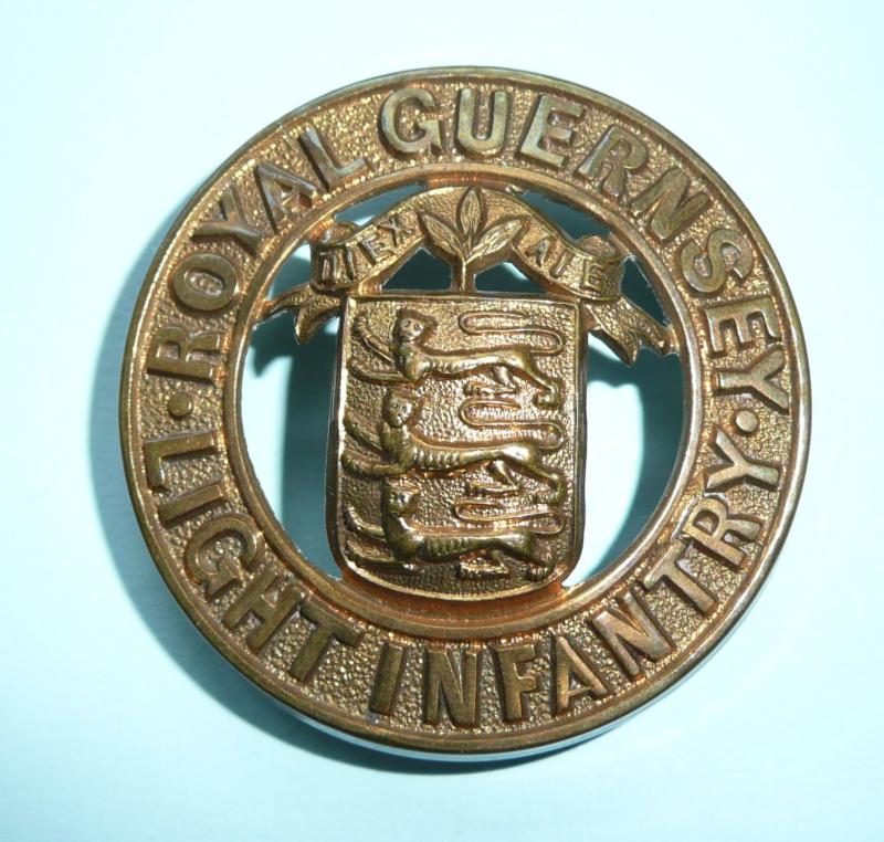 Channel Islands - Royal Guernsey Light Infantry Militia Gilding Metal Helmet Plate Centre (HPC)