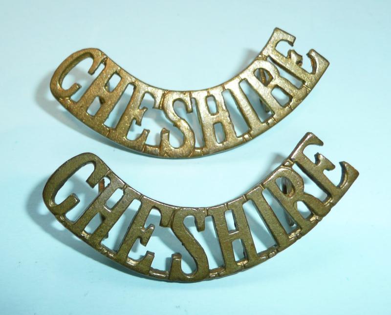 Cheshire Regiment Pair of Other Ranks Brass Shoulder Titles