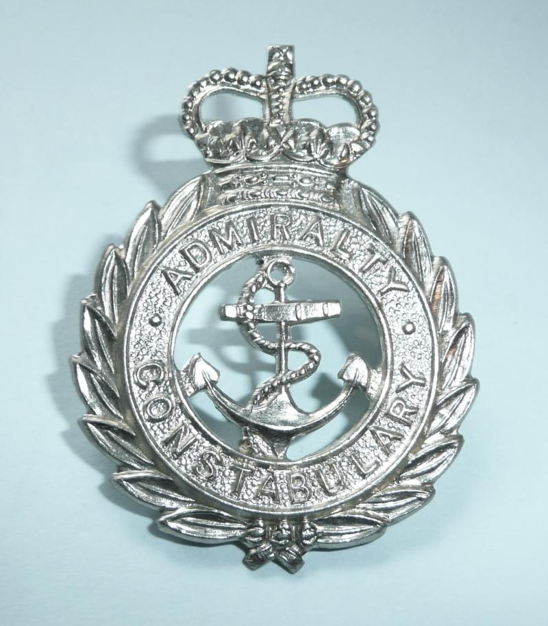 Royal Navy Admiralty Constabulary Cap White Metal Cap Badge, QEII issue