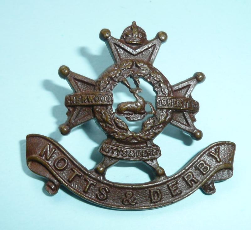 Notts & Derby Regiment Officers OSD Bronzed Collar Badge (voided)