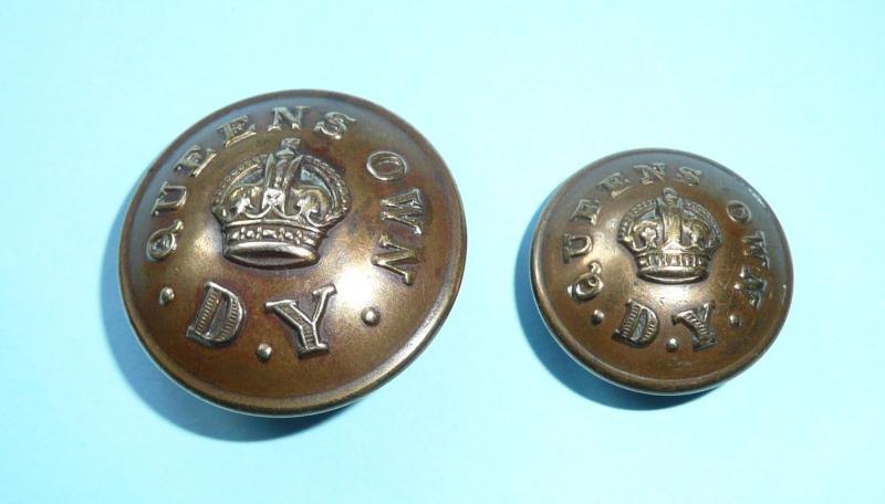 Queen's Own Dorset Yeomanry Pair of Other Ranks Brass Buttons, King's Crown