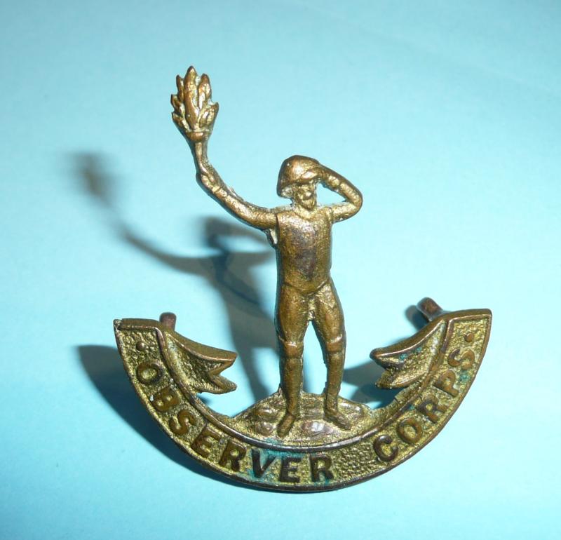 WW2 Home Front - Observer Corps Officer's Gilt Cap Badge