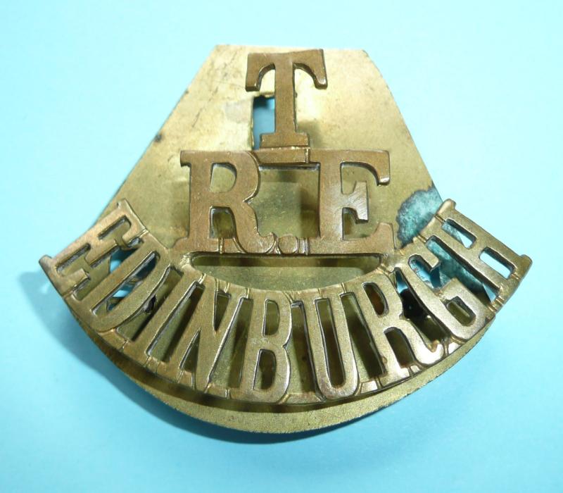 T / RE / Edinburgh One Piece Brass Shoulder Title on Original Brass Backing Plate