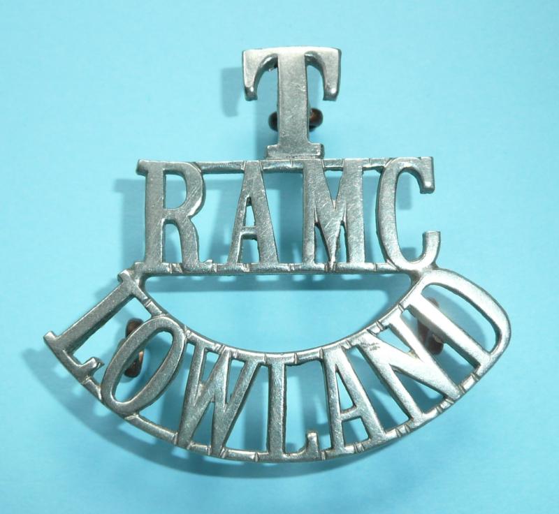 T / RAMC / Lowland (Scottish) One Piece White Metal Shoulder Title