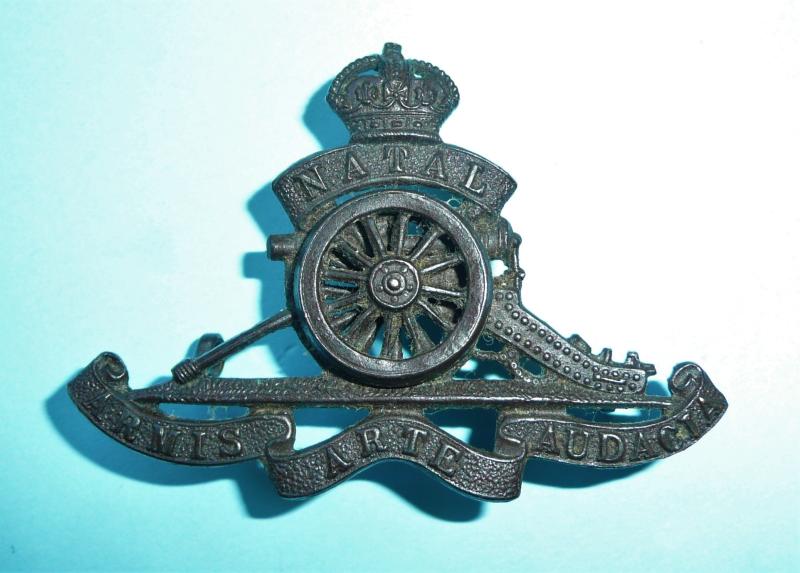 South Africa - Natal Field Artillery Officer's Bronze OSD Slouch Hat Cap Badge, pre 1909