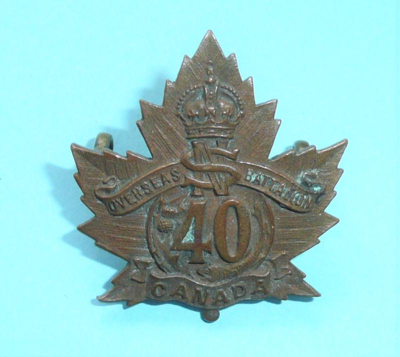 Canada WW1 - 40th (Halifax, Nova Scotia) Battalion CEF Collar Badge - Inglis