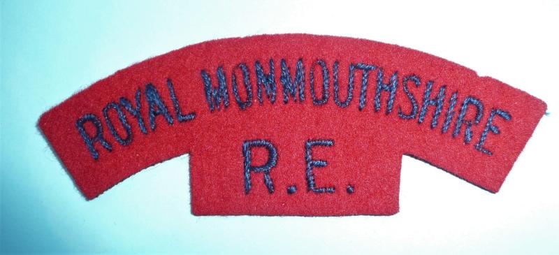 Royal Monmouthshire Royal Engineers (RE) Embriodered Cloth Formation Sign