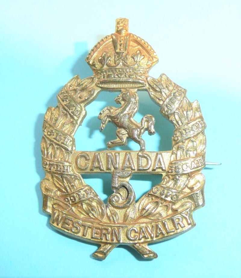 WW1 Canada - 5th Infantry Battalion (Western Cavalry) Canadian Expeditionary Force (CEF) Gilt Sweetheart Pin Brooch