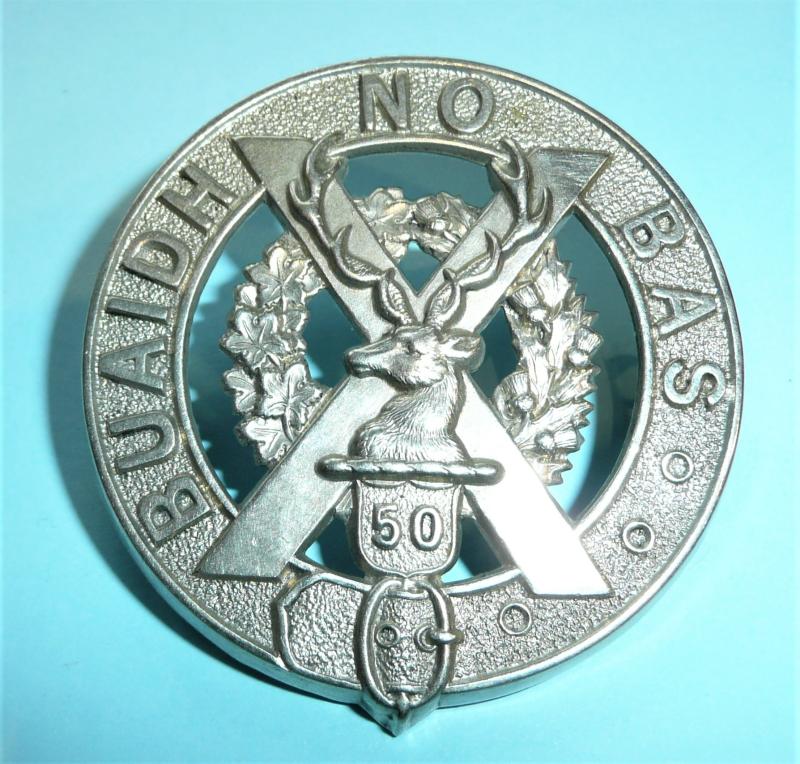 Canadian Militia - 50th Battalion (The Gordon Highlanders of Canada) White Metal Glengarry Badge