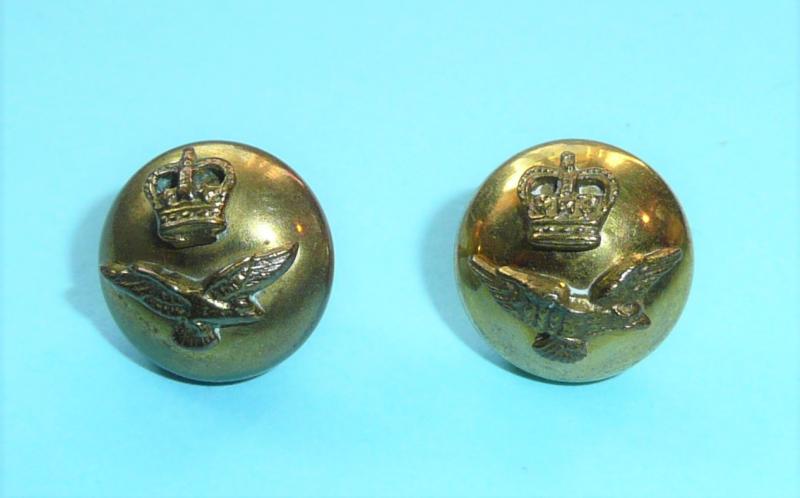 Royal Air Force RAF Officer's Pair of Mounted Gilt Cap Buttons - QEII issue
