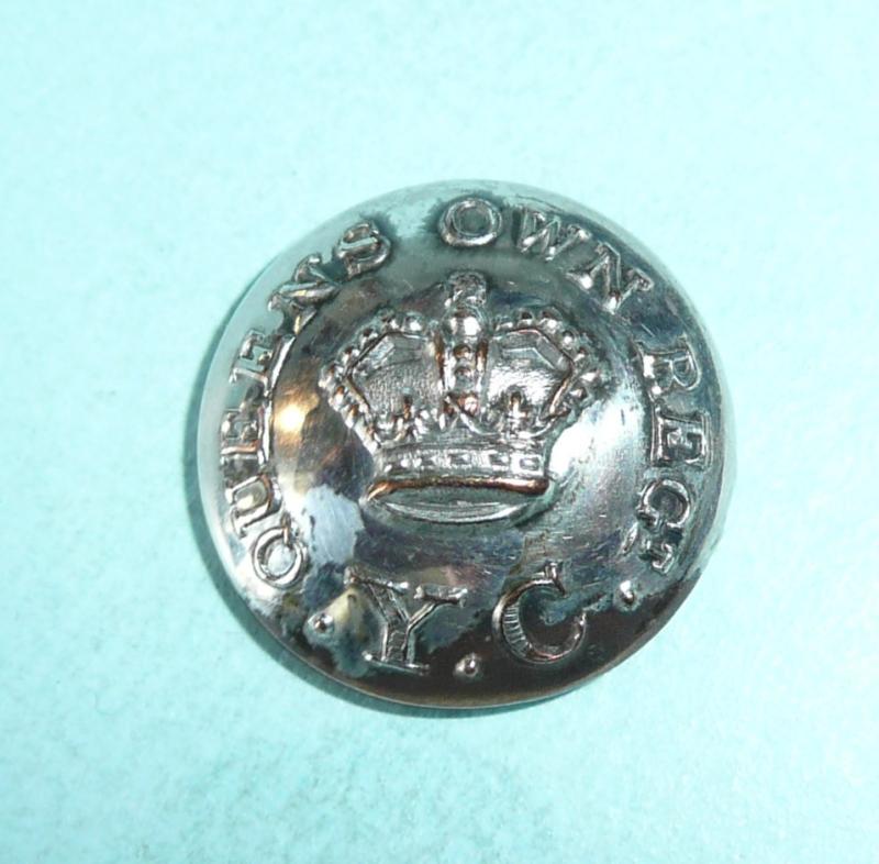 Queens Own Regiment (Dorset) Yeomanry Cavalry Officer's Silver Plated Medium Pattern Button