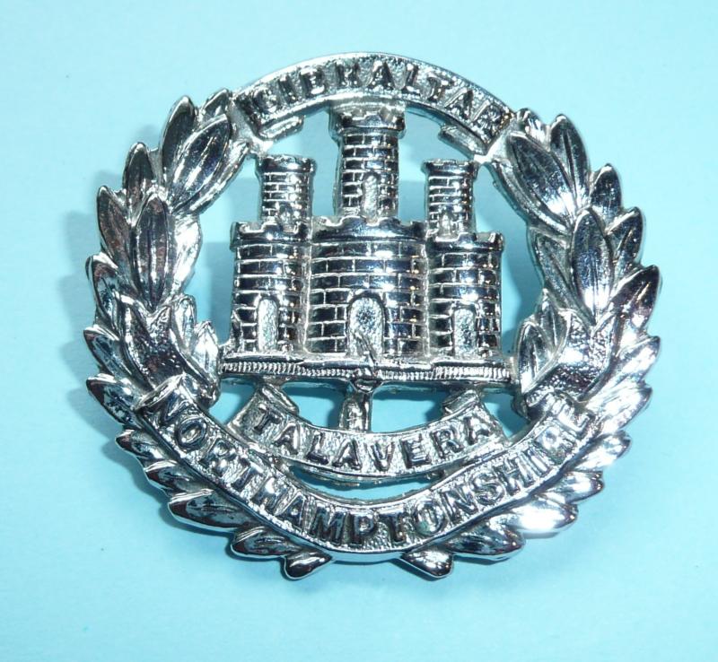 Northamptonshire Regiment Chromed Cap Badge with Screw Posts - For Band Pouch?