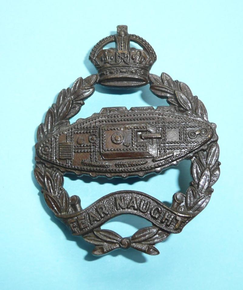 Royal Tank Regiment Officer's OSD Bronze Cap Badge, Blades - Gaunt - Tank Facing Wrong Direction - 1924 only