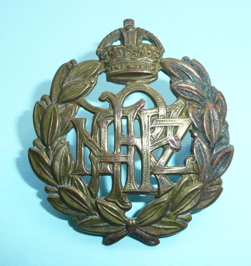 WW2 RNZAF Royal New Zealand Air Force Brass Cap Badge