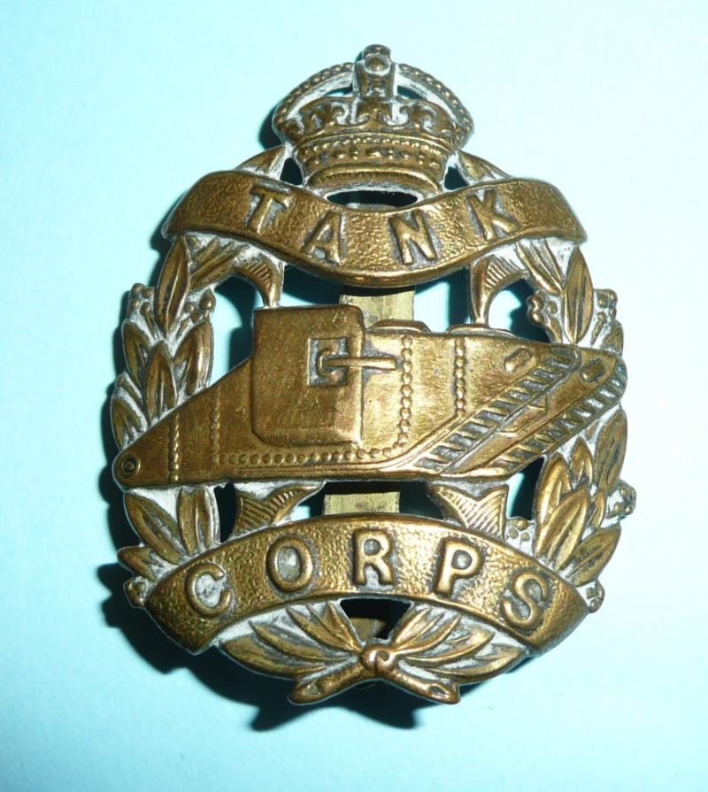 WW1 - Tank Corps Gilding Metal Other Rank's Period Cap Badge