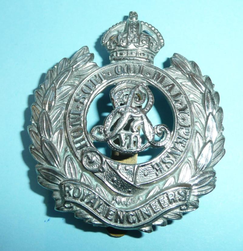 EDVII White Metal Volunteers / Militia Royal Engineers Cap Badge - Slider