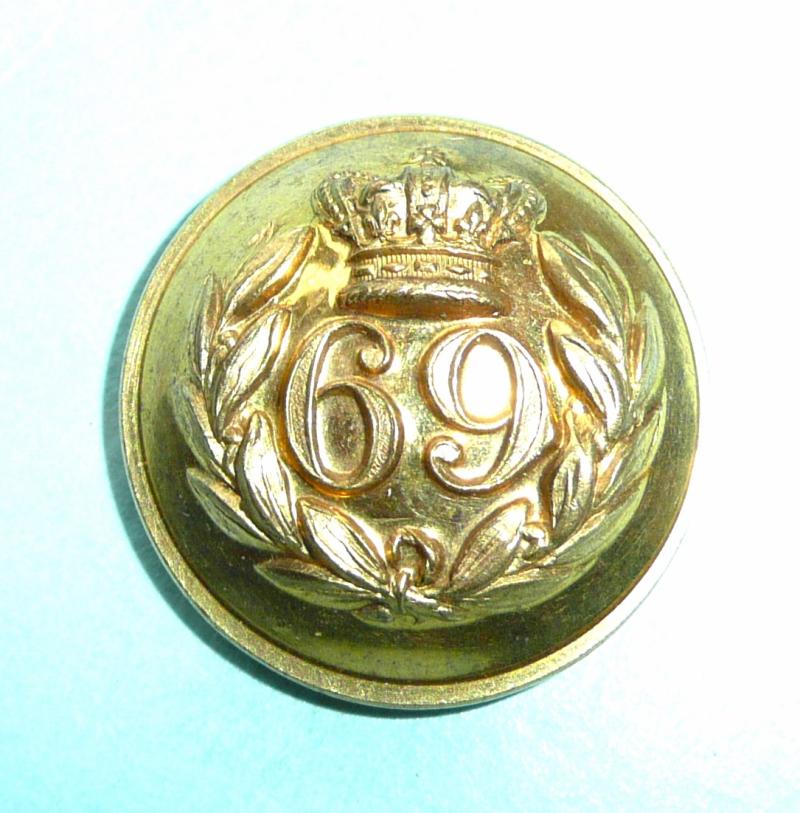69th Foot (South Lincolnshire Regiment) Officer's Gilt Large Pattern Button, pre 1881