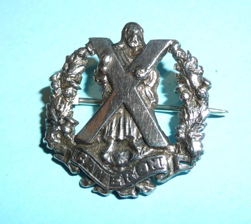 WW1 'The Queen's Own Cameron Highlanders' 1914 Hallmarked Silver Scottish Regimental Sweetheart Brooch by Henry Tatton, Edinburgh.