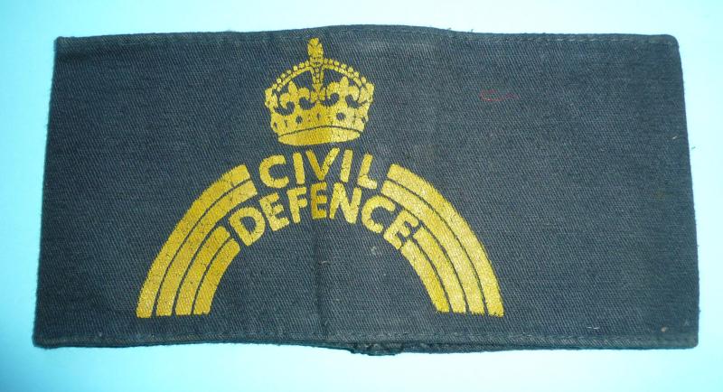 WW2 Home Front - Civil Defence Painted Yellow on Black Cloth Arm Band Brassard