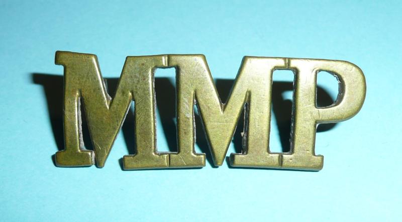 MMP - British Military Mounted Police Gilding Metal Cap Badge / Shoulder Title