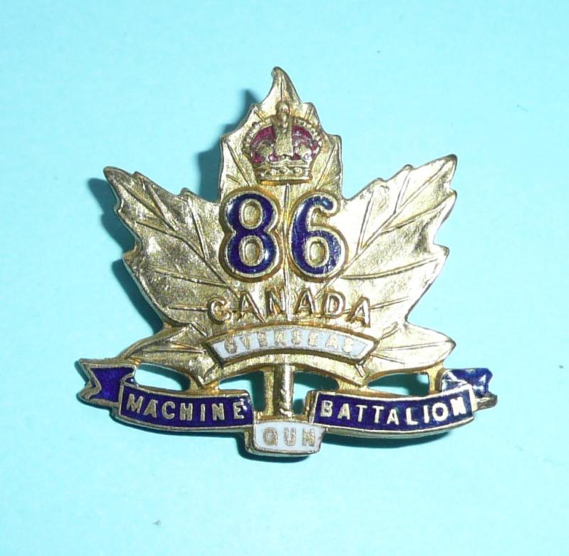 WW1 Canada - 86th Machine Gun (Infantry) Battalion Canadian Expeditionary Force (CEF) Sweetheart Pin Brooch