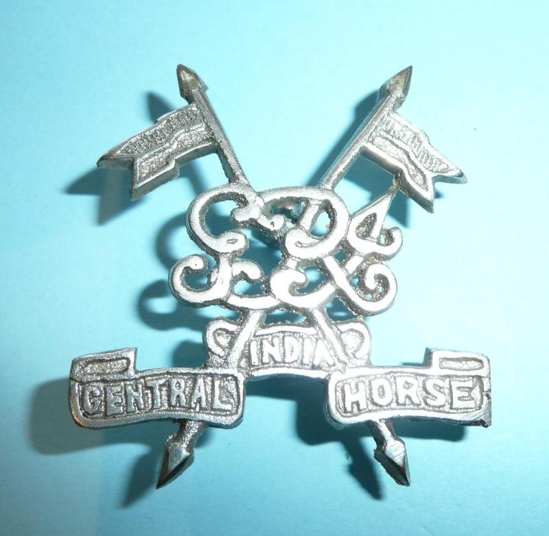 Indian Army - 38th & 39th King George's Own Central India Horse Cast White Metal Mess Waiter / Bearer's Headdress Badge