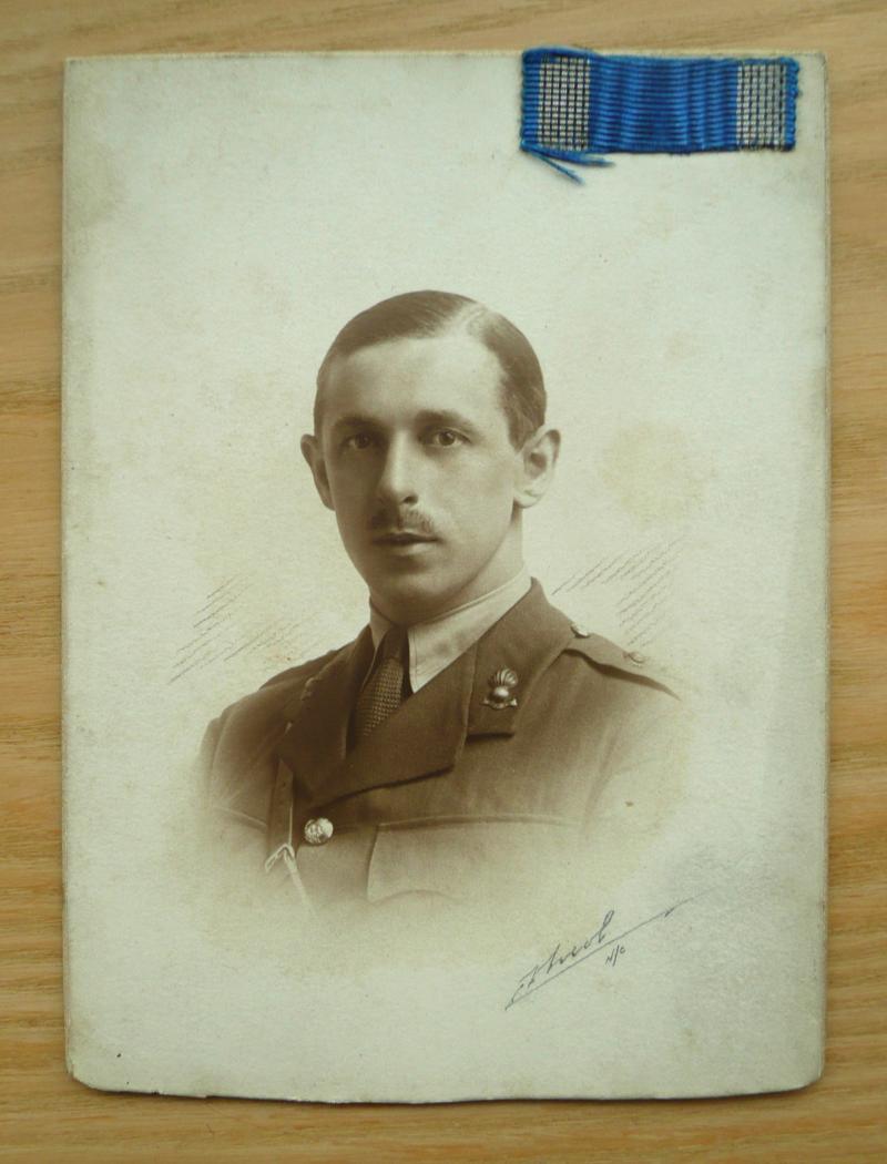 WW1 Original Royal Artillery (RA) Officer's Cabinet Sepia Black & White Portrait Photograph with Divisional Cloth Flash?